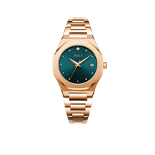 Load image into Gallery viewer, Rina - Rose Gold Royal Green